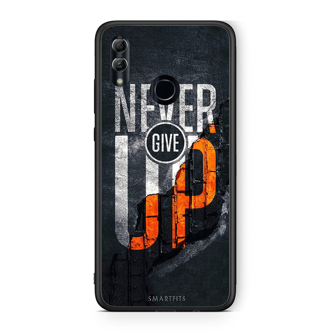 Honor 8x Never Give Up Θήκη Αγίου Βαλεντίνου από τη Smartfits με σχέδιο στο πίσω μέρος και μαύρο περίβλημα | Smartphone case with colorful back and black bezels by Smartfits