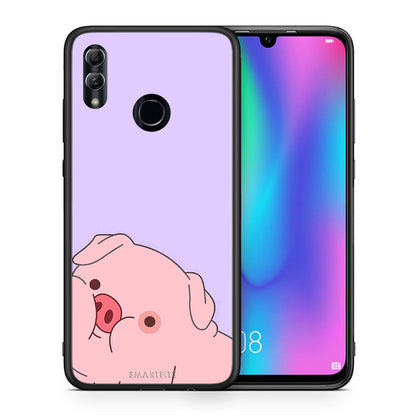 Θήκη Αγίου Βαλεντίνου Honor 8x Pig Love 2 από τη Smartfits με σχέδιο στο πίσω μέρος και μαύρο περίβλημα | Honor 8x Pig Love 2 case with colorful back and black bezels