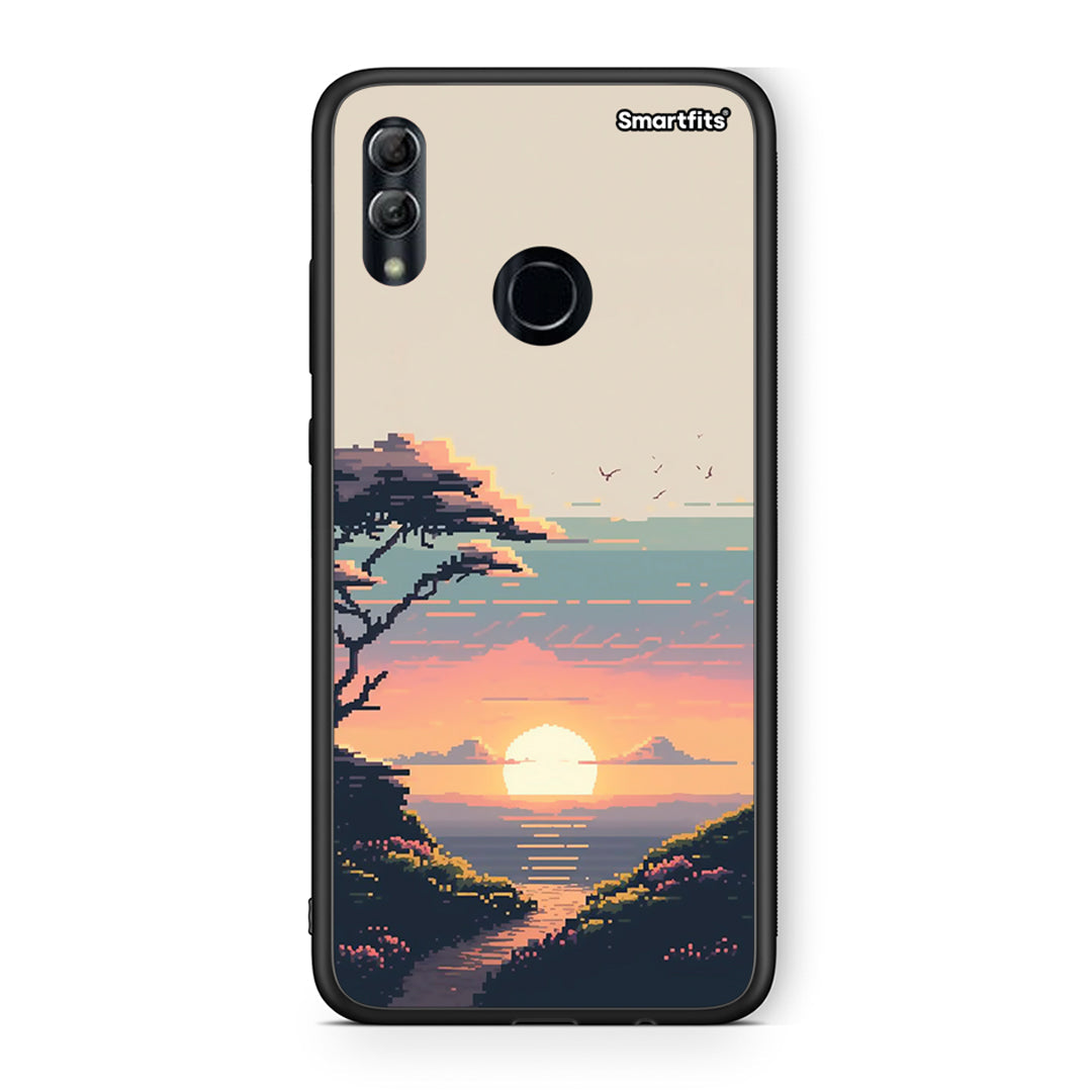 Honor 10 Lite Pixel Sunset Θήκη από τη Smartfits με σχέδιο στο πίσω μέρος και μαύρο περίβλημα | Smartphone case with colorful back and black bezels by Smartfits