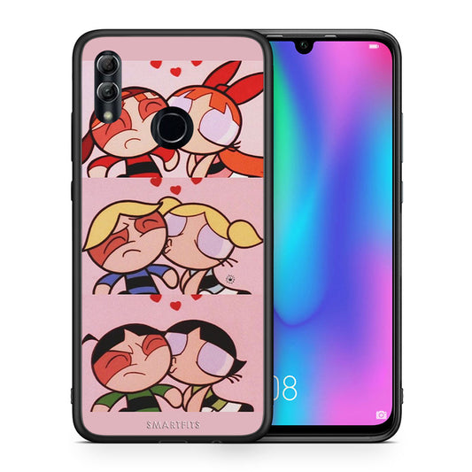 Θήκη Αγίου Βαλεντίνου Honor 8x Puff Love από τη Smartfits με σχέδιο στο πίσω μέρος και μαύρο περίβλημα | Honor 8x Puff Love case with colorful back and black bezels