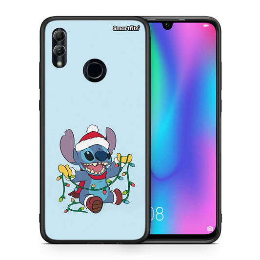Θήκη Honor 10 Lite Santa Stich από τη Smartfits με σχέδιο στο πίσω μέρος και μαύρο περίβλημα | Honor 10 Lite Santa Stich case with colorful back and black bezels