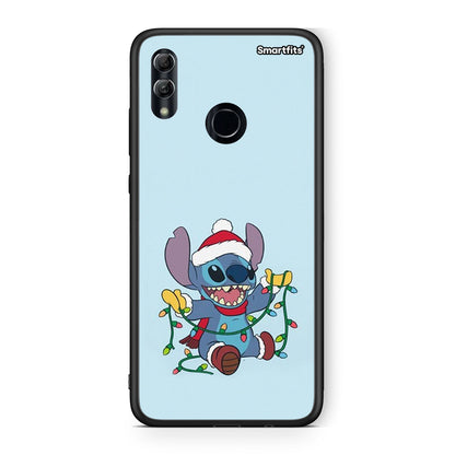 Huawei Honor 8x Santa Stich θήκη από τη Smartfits με σχέδιο στο πίσω μέρος και μαύρο περίβλημα | Smartphone case with colorful back and black bezels by Smartfits