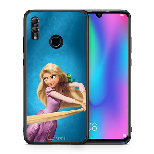 Θήκη Αγίου Βαλεντίνου Honor 8x Tangled 2 από τη Smartfits με σχέδιο στο πίσω μέρος και μαύρο περίβλημα | Honor 8x Tangled 2 case with colorful back and black bezels