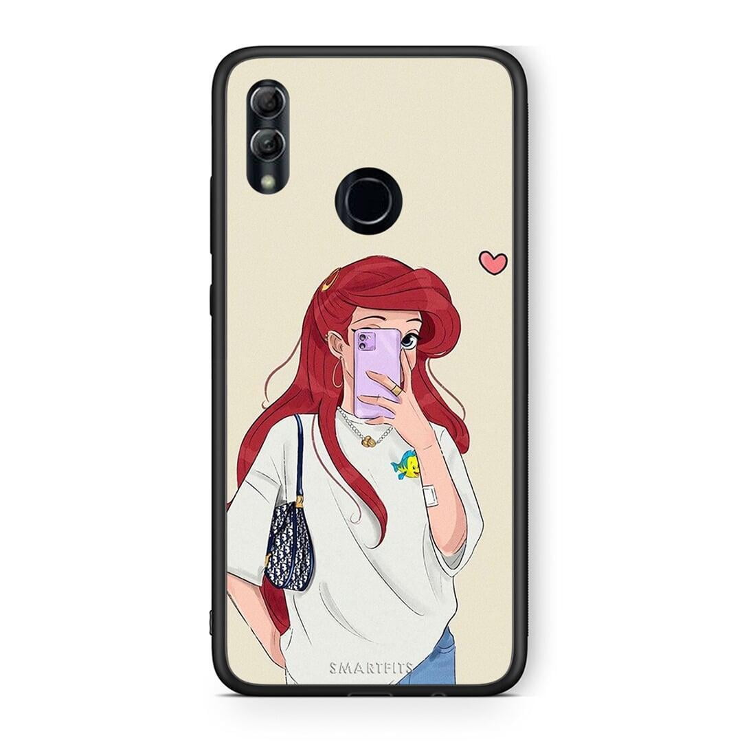 Honor 10 Lite Walking Mermaid Θήκη από τη Smartfits με σχέδιο στο πίσω μέρος και μαύρο περίβλημα | Smartphone case with colorful back and black bezels by Smartfits