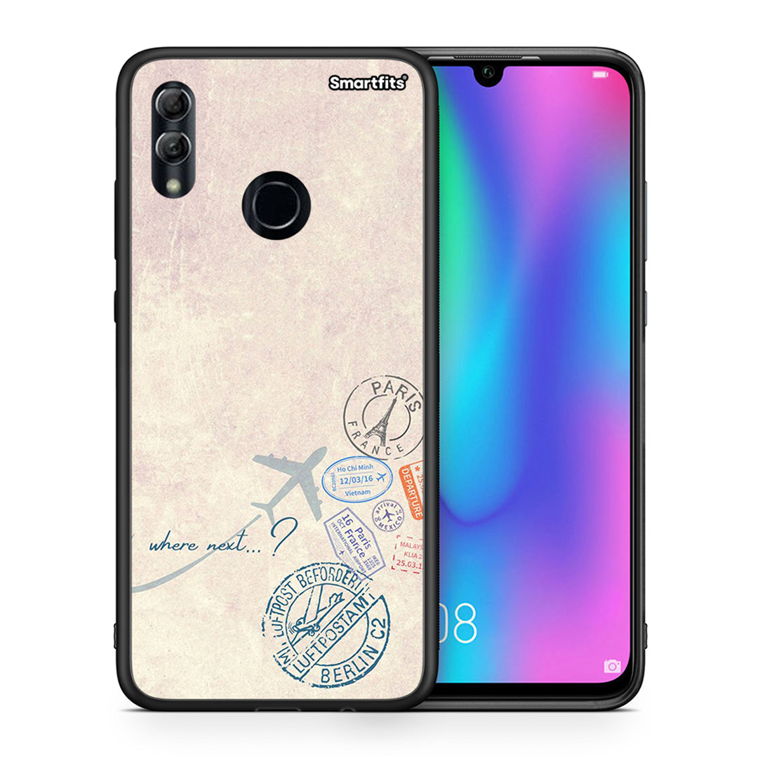 Θήκη Honor 8x Where Next από τη Smartfits με σχέδιο στο πίσω μέρος και μαύρο περίβλημα | Honor 8x Where Next case with colorful back and black bezels