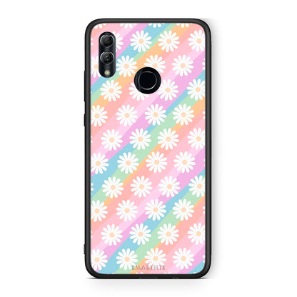 Honor 10 Lite White Daisies θήκη από τη Smartfits με σχέδιο στο πίσω μέρος και μαύρο περίβλημα | Smartphone case with colorful back and black bezels by Smartfits