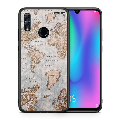 Θήκη Honor 10 Lite World Map από τη Smartfits με σχέδιο στο πίσω μέρος και μαύρο περίβλημα | Honor 10 Lite World Map case with colorful back and black bezels