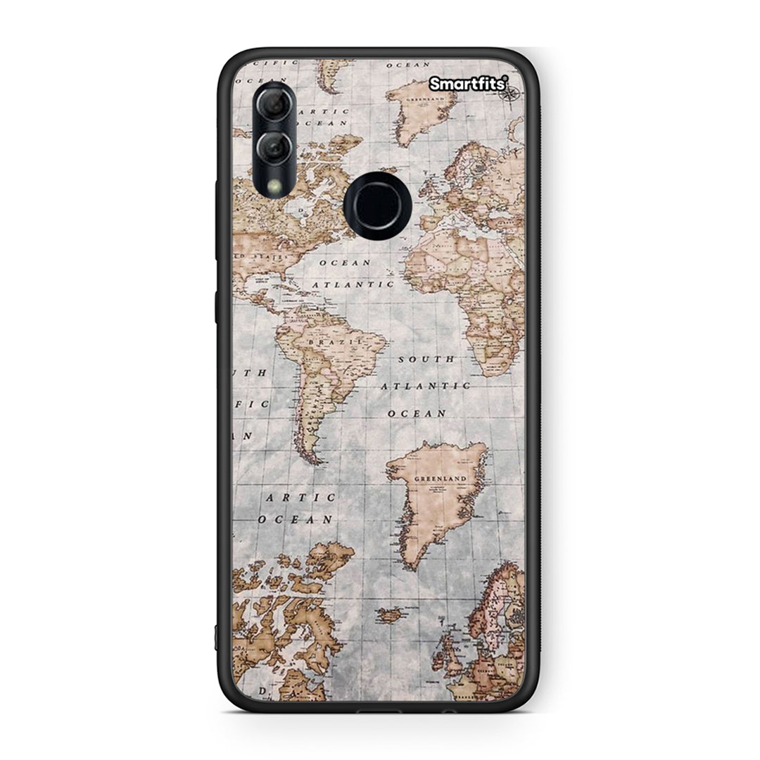 Honor 8x World Map Θήκη από τη Smartfits με σχέδιο στο πίσω μέρος και μαύρο περίβλημα | Smartphone case with colorful back and black bezels by Smartfits