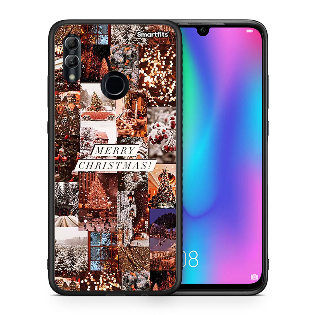 Θήκη Honor 8x Xmas Collage από τη Smartfits με σχέδιο στο πίσω μέρος και μαύρο περίβλημα | Honor 8x Xmas Collage case with colorful back and black bezels