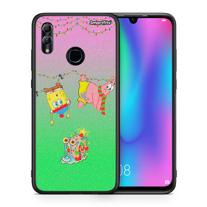 Θήκη Honor 10 Lite Xmas Lights από τη Smartfits με σχέδιο στο πίσω μέρος και μαύρο περίβλημα | Honor 10 Lite Xmas Lights case with colorful back and black bezels