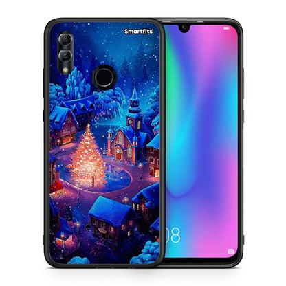 Θήκη Honor 10 Lite Xmas Village από τη Smartfits με σχέδιο στο πίσω μέρος και μαύρο περίβλημα | Honor 10 Lite Xmas Village case with colorful back and black bezels
