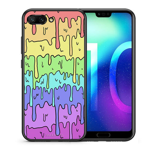 Θήκη Honor 10 Melting Rainbow από τη Smartfits με σχέδιο στο πίσω μέρος και μαύρο περίβλημα | Honor 10 Melting Rainbow case with colorful back and black bezels