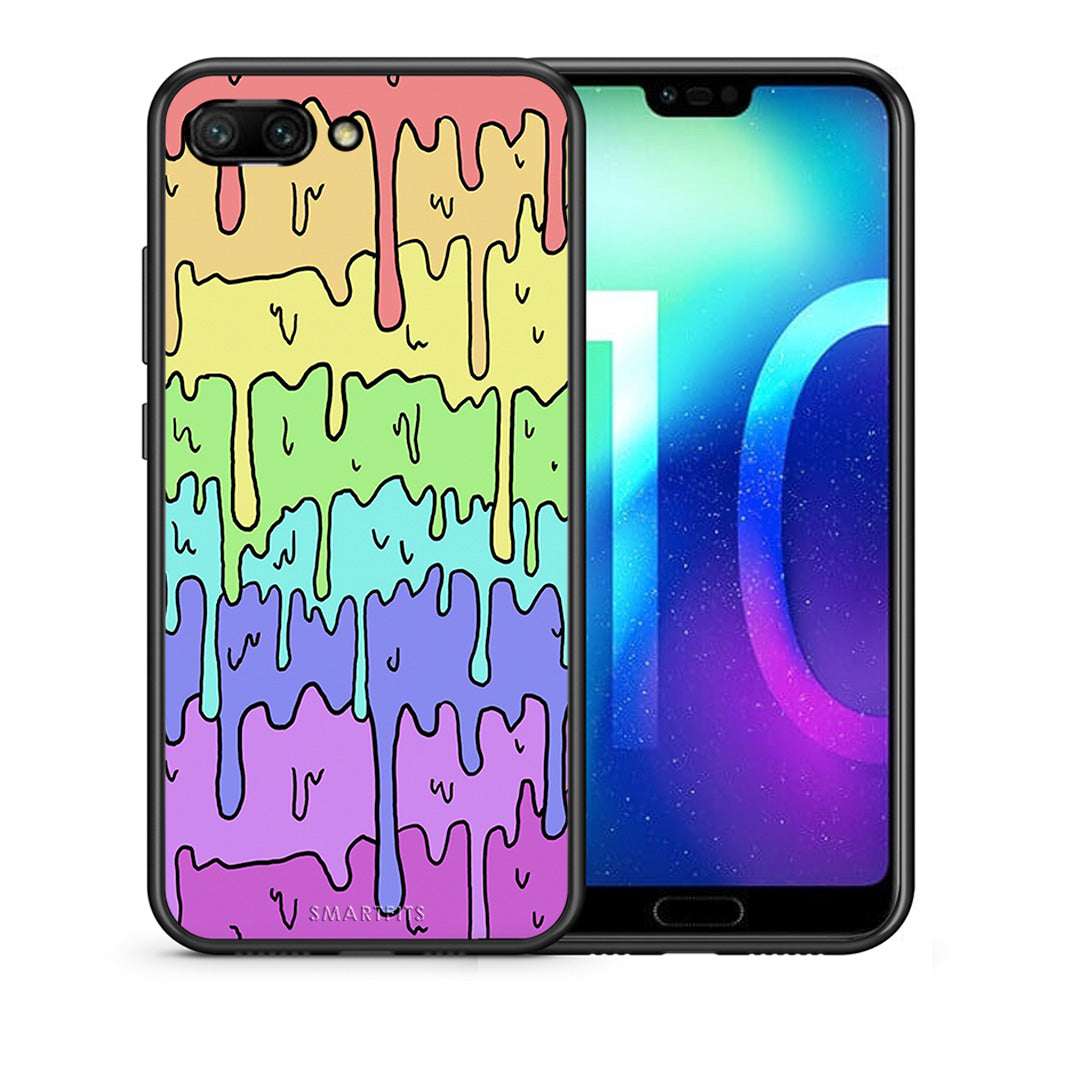 Θήκη Honor 10 Melting Rainbow από τη Smartfits με σχέδιο στο πίσω μέρος και μαύρο περίβλημα | Honor 10 Melting Rainbow case with colorful back and black bezels