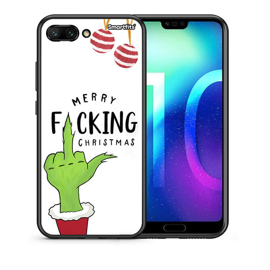 Θήκη Honor 10 Merry F Xmas από τη Smartfits με σχέδιο στο πίσω μέρος και μαύρο περίβλημα | Honor 10 Merry F Xmas case with colorful back and black bezels