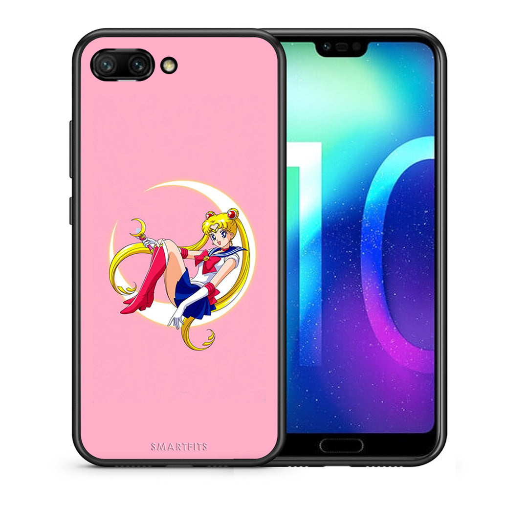 Θήκη Honor 10 Moon Girl από τη Smartfits με σχέδιο στο πίσω μέρος και μαύρο περίβλημα | Honor 10 Moon Girl case with colorful back and black bezels