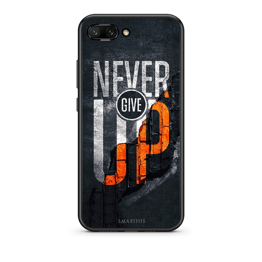Honor 10 Never Give Up Θήκη Αγίου Βαλεντίνου από τη Smartfits με σχέδιο στο πίσω μέρος και μαύρο περίβλημα | Smartphone case with colorful back and black bezels by Smartfits