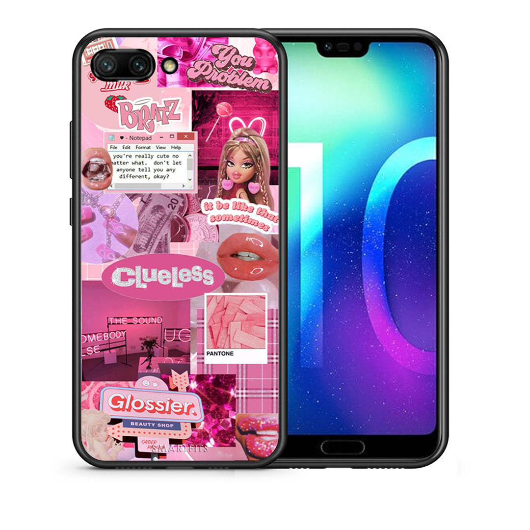Θήκη Αγίου Βαλεντίνου Honor 10 Pink Love από τη Smartfits με σχέδιο στο πίσω μέρος και μαύρο περίβλημα | Honor 10 Pink Love case with colorful back and black bezels