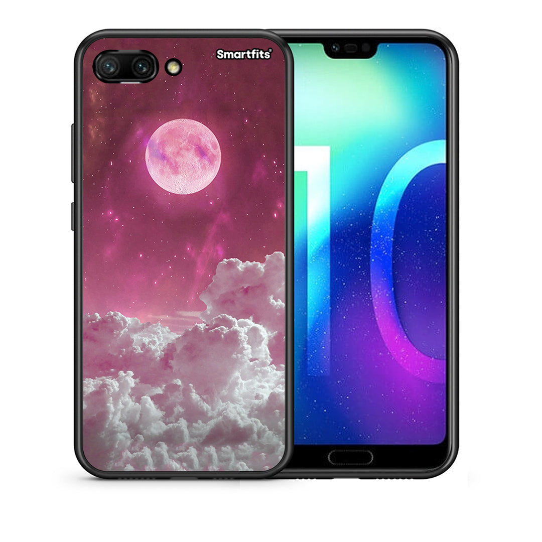 Θήκη Honor 10 Pink Moon από τη Smartfits με σχέδιο στο πίσω μέρος και μαύρο περίβλημα | Honor 10 Pink Moon case with colorful back and black bezels