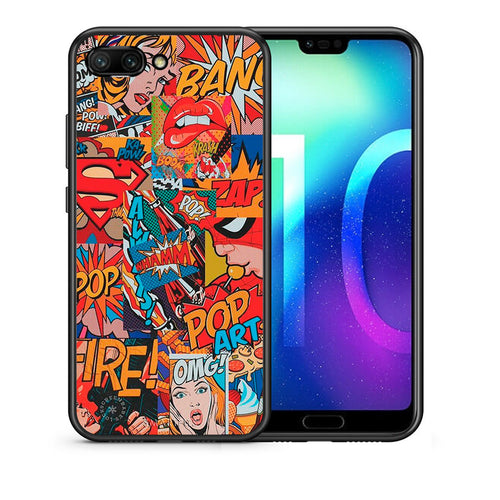 Θήκη Honor 10 PopArt OMG από τη Smartfits με σχέδιο στο πίσω μέρος και μαύρο περίβλημα | Honor 10 PopArt OMG case with colorful back and black bezels