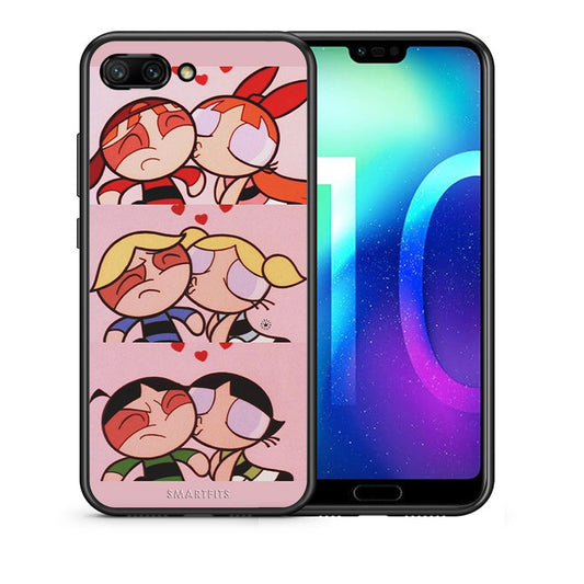 Θήκη Αγίου Βαλεντίνου Honor 10 Puff Love από τη Smartfits με σχέδιο στο πίσω μέρος και μαύρο περίβλημα | Honor 10 Puff Love case with colorful back and black bezels