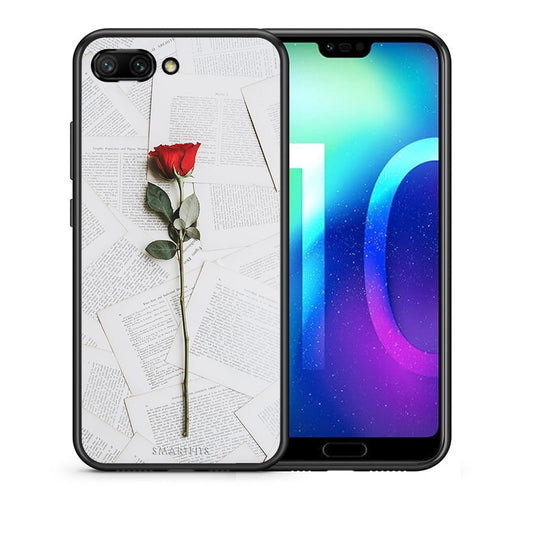 Θήκη Honor 10 Red Rose από τη Smartfits με σχέδιο στο πίσω μέρος και μαύρο περίβλημα | Honor 10 Red Rose case with colorful back and black bezels