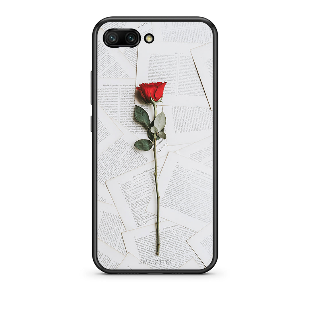 Honor 10 Red Rose θήκη από τη Smartfits με σχέδιο στο πίσω μέρος και μαύρο περίβλημα | Smartphone case with colorful back and black bezels by Smartfits