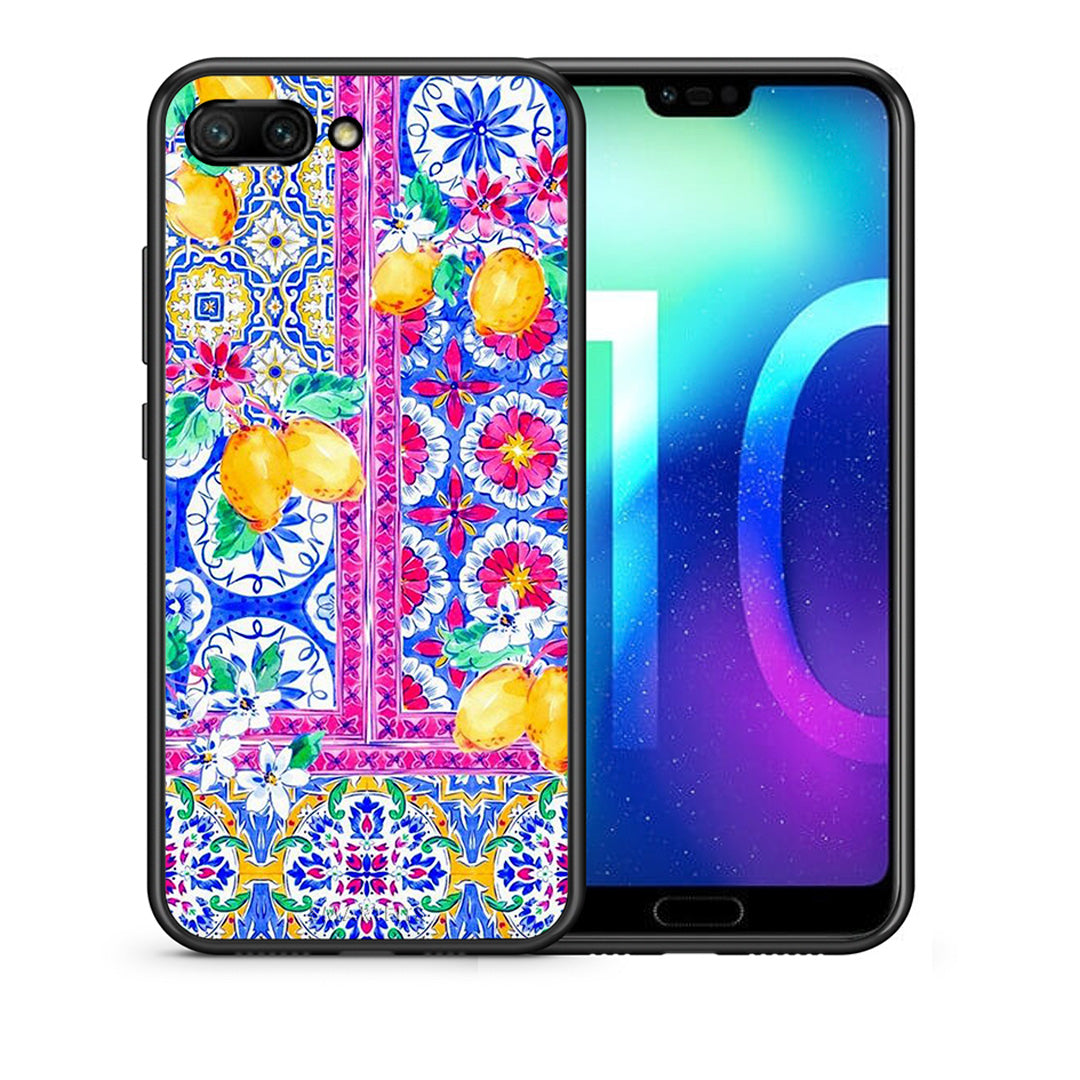 Θήκη Honor 10 Retro Spring από τη Smartfits με σχέδιο στο πίσω μέρος και μαύρο περίβλημα | Honor 10 Retro Spring case with colorful back and black bezels