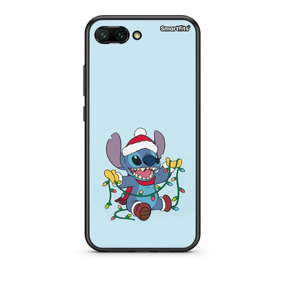 Huawei Honor 10 Santa Stich θήκη από τη Smartfits με σχέδιο στο πίσω μέρος και μαύρο περίβλημα | Smartphone case with colorful back and black bezels by Smartfits