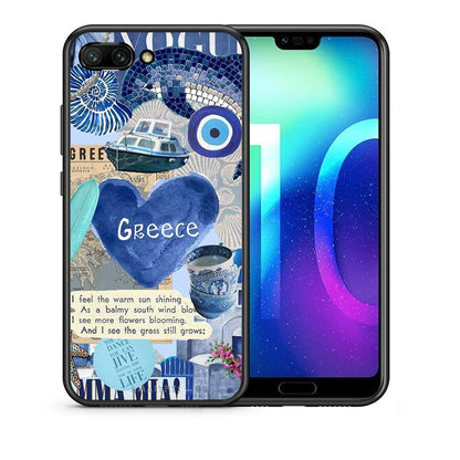 Θήκη Honor 10 Summer In Greece από τη Smartfits με σχέδιο στο πίσω μέρος και μαύρο περίβλημα | Honor 10 Summer In Greece case with colorful back and black bezels