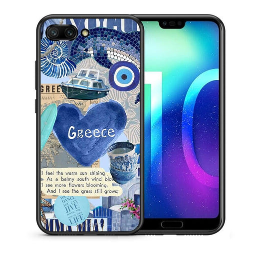 Θήκη Honor 10 Summer In Greece από τη Smartfits με σχέδιο στο πίσω μέρος και μαύρο περίβλημα | Honor 10 Summer In Greece case with colorful back and black bezels