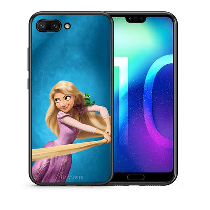 Θήκη Αγίου Βαλεντίνου Honor 10 Tangled 2 από τη Smartfits με σχέδιο στο πίσω μέρος και μαύρο περίβλημα | Honor 10 Tangled 2 case with colorful back and black bezels
