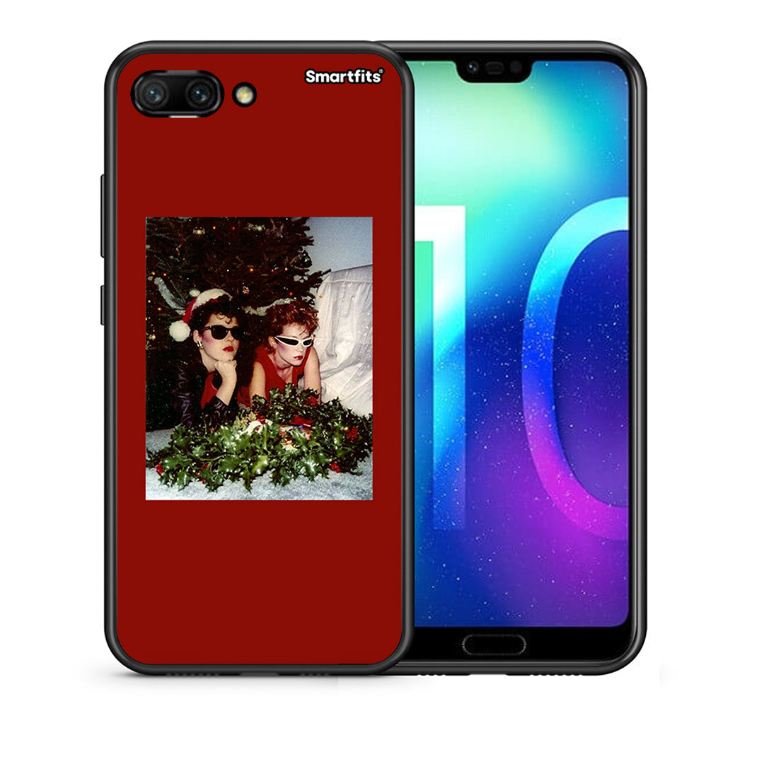 Θήκη Honor 10 Waiting For Xmas από τη Smartfits με σχέδιο στο πίσω μέρος και μαύρο περίβλημα | Honor 10 Waiting For Xmas case with colorful back and black bezels