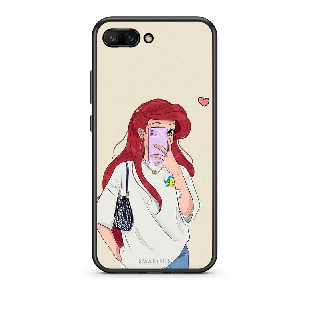 Honor 10 Walking Mermaid Θήκη από τη Smartfits με σχέδιο στο πίσω μέρος και μαύρο περίβλημα | Smartphone case with colorful back and black bezels by Smartfits
