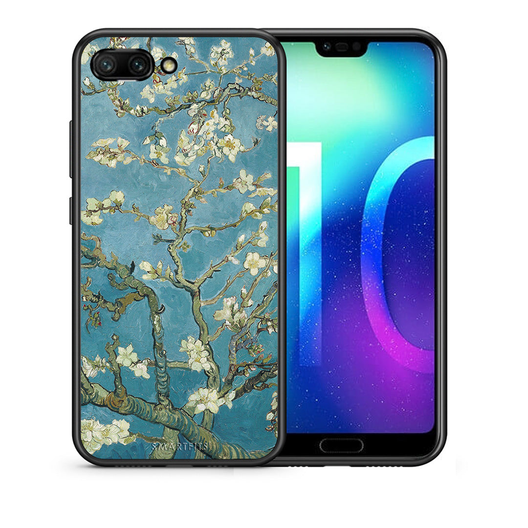 Θήκη Honor 10 White Blossoms από τη Smartfits με σχέδιο στο πίσω μέρος και μαύρο περίβλημα | Honor 10 White Blossoms case with colorful back and black bezels