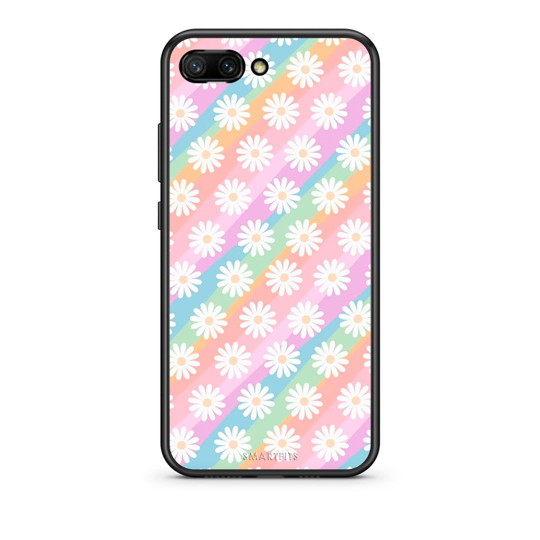 Honor 10 White Daisies θήκη από τη Smartfits με σχέδιο στο πίσω μέρος και μαύρο περίβλημα | Smartphone case with colorful back and black bezels by Smartfits