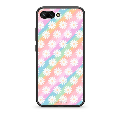 Honor 10 White Daisies θήκη από τη Smartfits με σχέδιο στο πίσω μέρος και μαύρο περίβλημα | Smartphone case with colorful back and black bezels by Smartfits