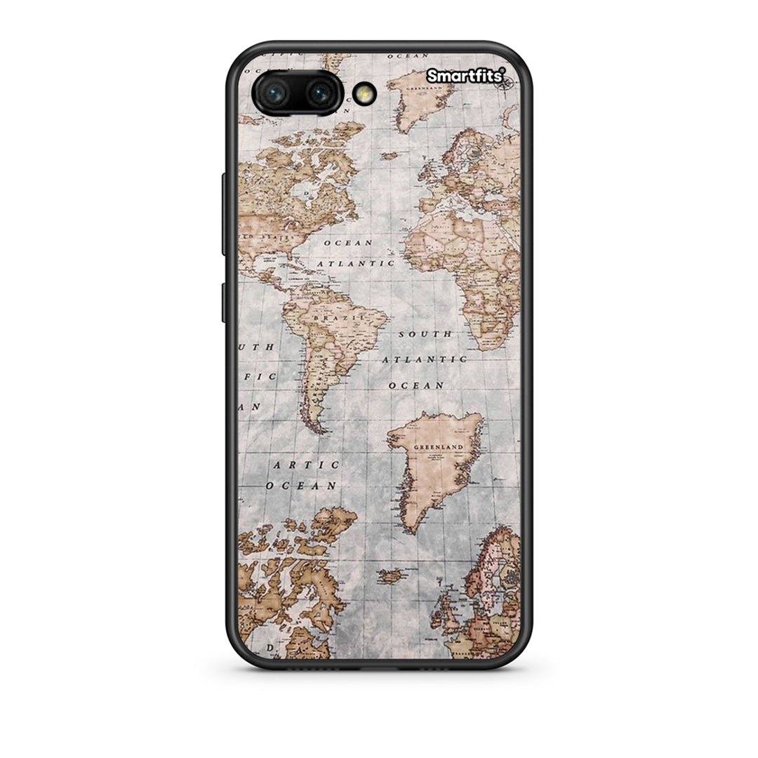 Honor 10 World Map Θήκη από τη Smartfits με σχέδιο στο πίσω μέρος και μαύρο περίβλημα | Smartphone case with colorful back and black bezels by Smartfits