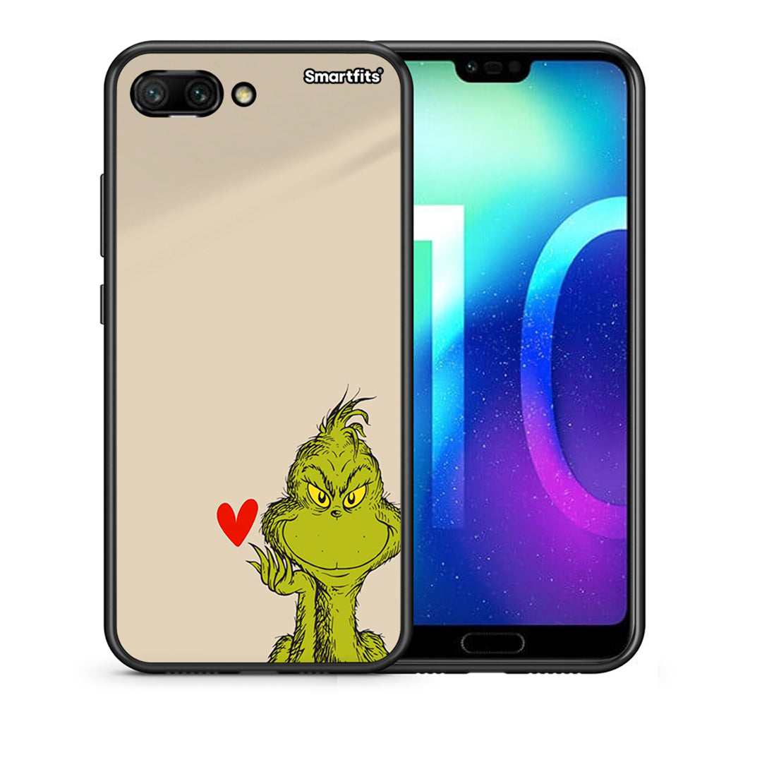Θήκη Honor 10 Xmas Grinch από τη Smartfits με σχέδιο στο πίσω μέρος και μαύρο περίβλημα | Honor 10 Xmas Grinch case with colorful back and black bezels