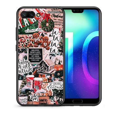Θήκη Honor 10 Xmas Habbits από τη Smartfits με σχέδιο στο πίσω μέρος και μαύρο περίβλημα | Honor 10 Xmas Habbits case with colorful back and black bezels