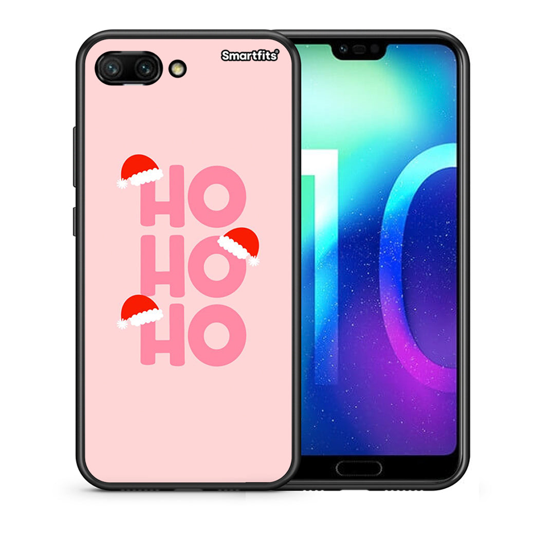 Θήκη Honor 10 Xmas Ho Ho Ho από τη Smartfits με σχέδιο στο πίσω μέρος και μαύρο περίβλημα | Honor 10 Xmas Ho Ho Ho case with colorful back and black bezels