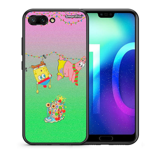 Θήκη Honor 10 Xmas Lights από τη Smartfits με σχέδιο στο πίσω μέρος και μαύρο περίβλημα | Honor 10 Xmas Lights case with colorful back and black bezels