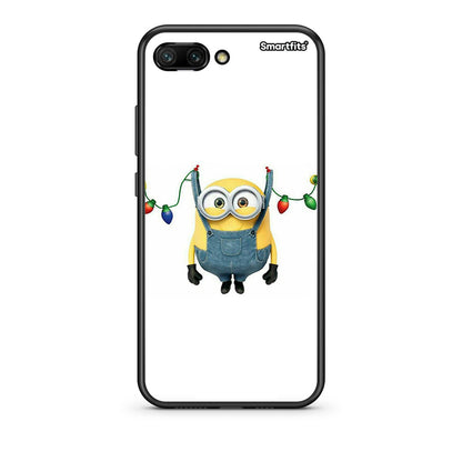 Huawei Honor 10 Xmas Minion Lights θήκη από τη Smartfits με σχέδιο στο πίσω μέρος και μαύρο περίβλημα | Smartphone case with colorful back and black bezels by Smartfits