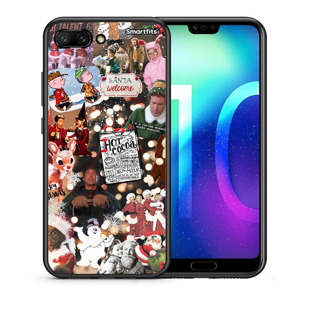 Θήκη Honor 10 Xmas Movies από τη Smartfits με σχέδιο στο πίσω μέρος και μαύρο περίβλημα | Honor 10 Xmas Movies case with colorful back and black bezels