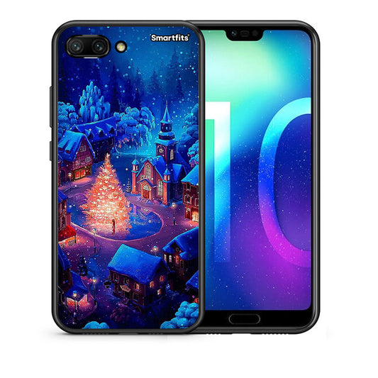 Θήκη Honor 10 Xmas Village από τη Smartfits με σχέδιο στο πίσω μέρος και μαύρο περίβλημα | Honor 10 Xmas Village case with colorful back and black bezels