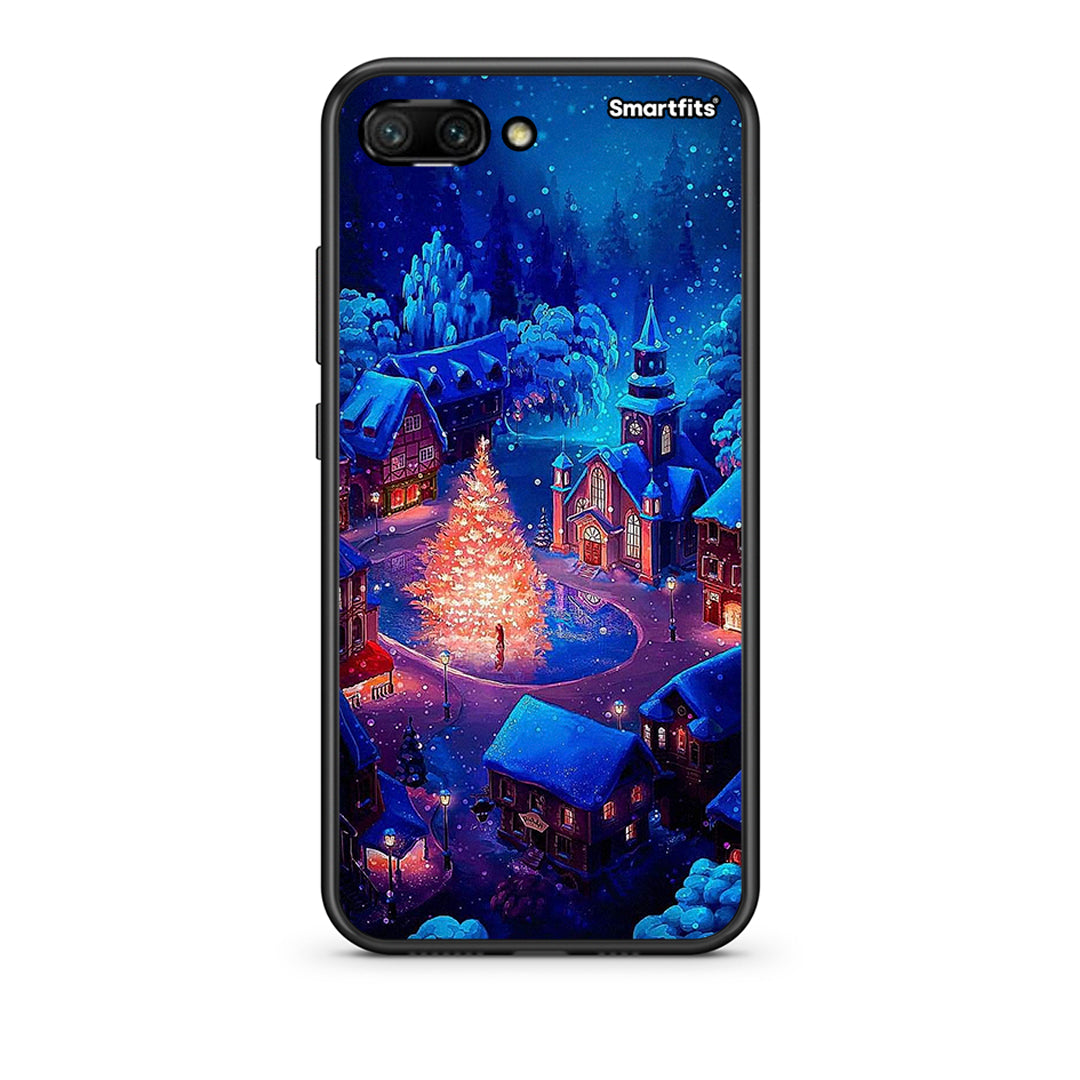 Huawei Honor 10 Xmas Village θήκη από τη Smartfits με σχέδιο στο πίσω μέρος και μαύρο περίβλημα | Smartphone case with colorful back and black bezels by Smartfits