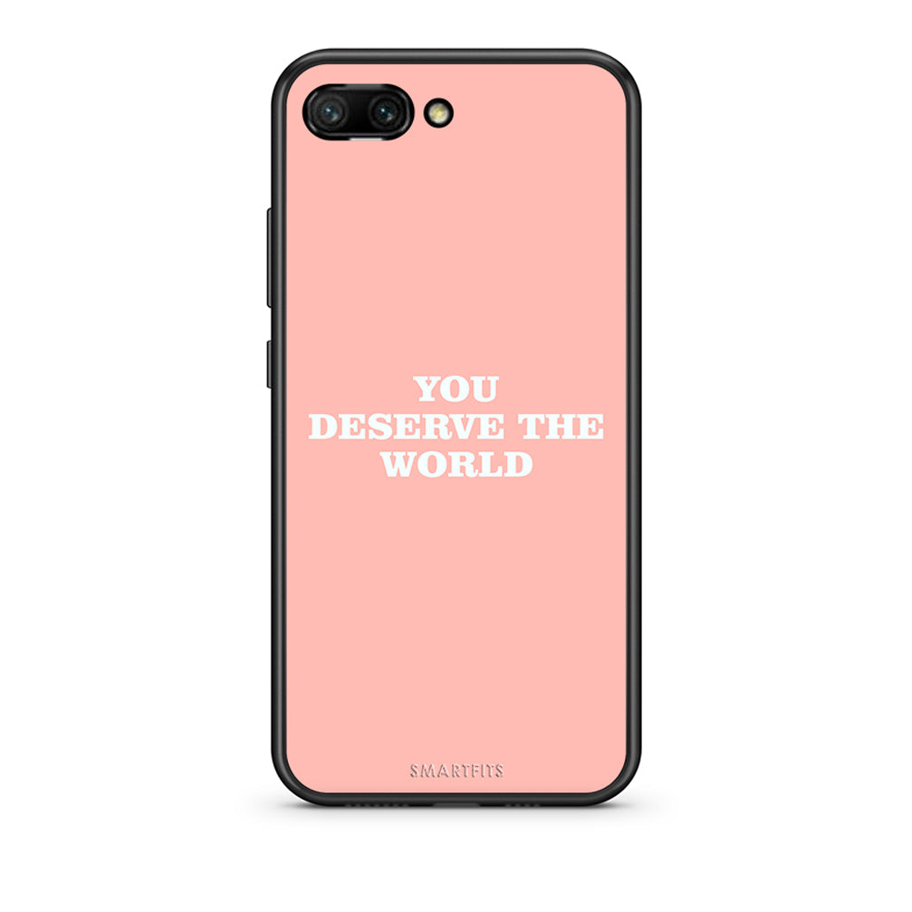 Honor 10 You Deserve The World Θήκη Αγίου Βαλεντίνου από τη Smartfits με σχέδιο στο πίσω μέρος και μαύρο περίβλημα | Smartphone case with colorful back and black bezels by Smartfits