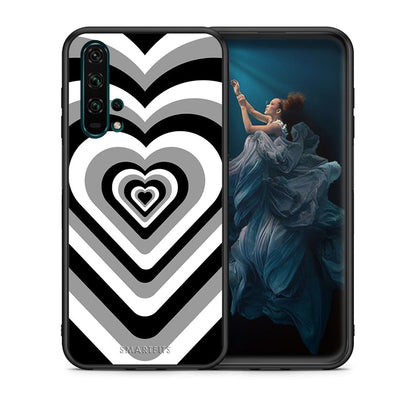 Θήκη Honor 20 Pro Black Hearts από τη Smartfits με σχέδιο στο πίσω μέρος και μαύρο περίβλημα | Honor 20 Pro Black Hearts case with colorful back and black bezels