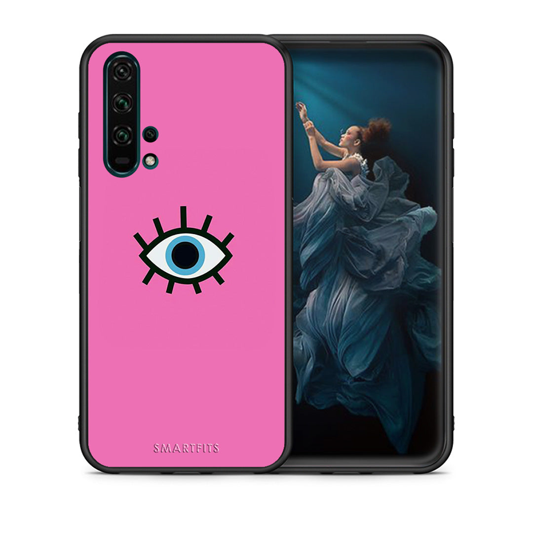 Θήκη Honor 20 Pro Blue Eye Pink από τη Smartfits με σχέδιο στο πίσω μέρος και μαύρο περίβλημα | Honor 20 Pro Blue Eye Pink case with colorful back and black bezels