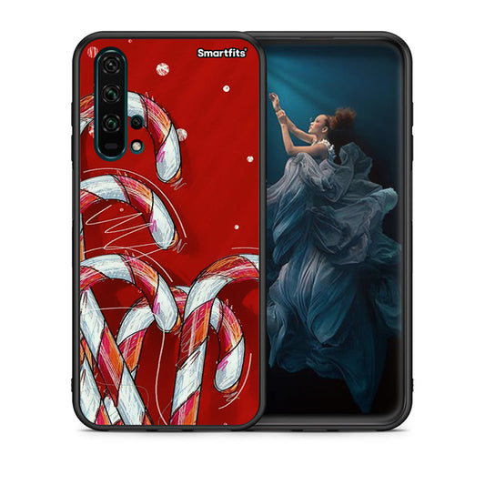 Θήκη Huawei Honor 20 Pro Candy Cane από τη Smartfits με σχέδιο στο πίσω μέρος και μαύρο περίβλημα | Huawei Honor 20 Pro Candy Cane case with colorful back and black bezels