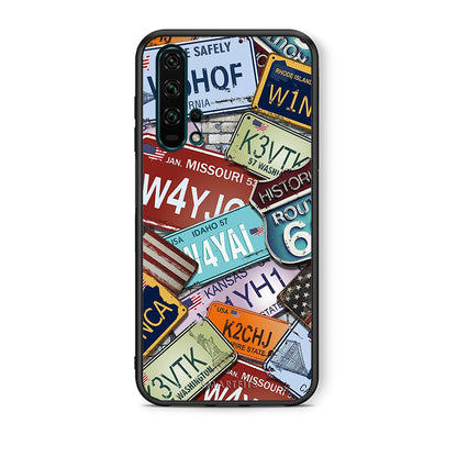 Θήκη Honor 20 Pro Car Plates από τη Smartfits με σχέδιο στο πίσω μέρος και μαύρο περίβλημα | Honor 20 Pro Car Plates case with colorful back and black bezels